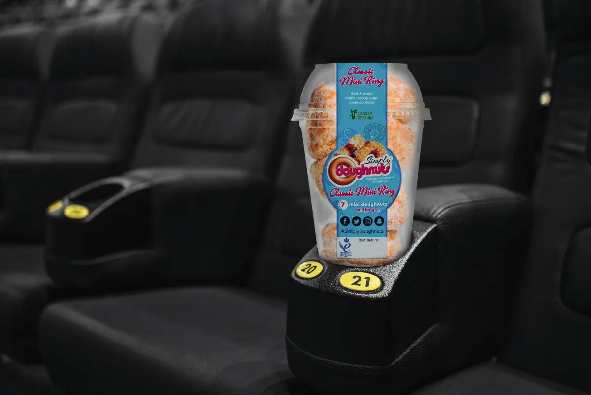 Pot of Classic Mini Rings in a cinema seat cup holder