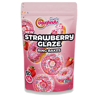 Strawberry flavour Glazed Mini Ring Doughnuts