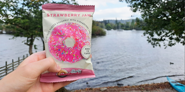 A strawberry jam ring bake, taken on a kayaking trip to Windermere, Cumbria